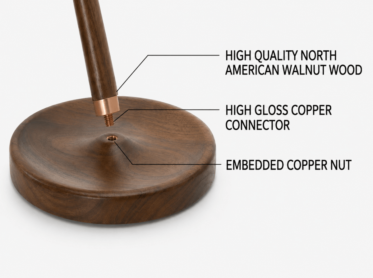 Close-up detail of headphone stand surface and structure