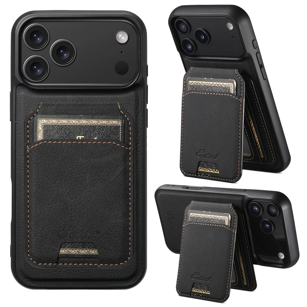 SUTENI Magnetische Wallet Case met Draadloos Opladen (iPhone)