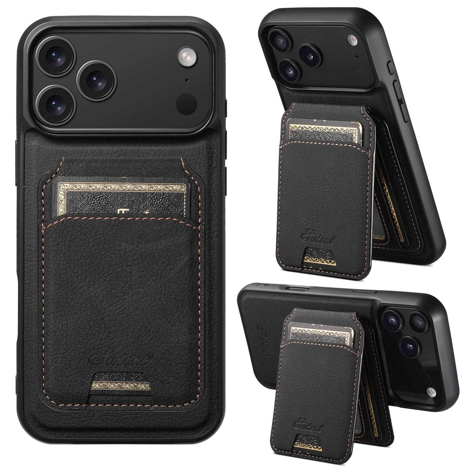SUTENI Magnetische Wallet Case met Draadloos Opladen (iPhone)