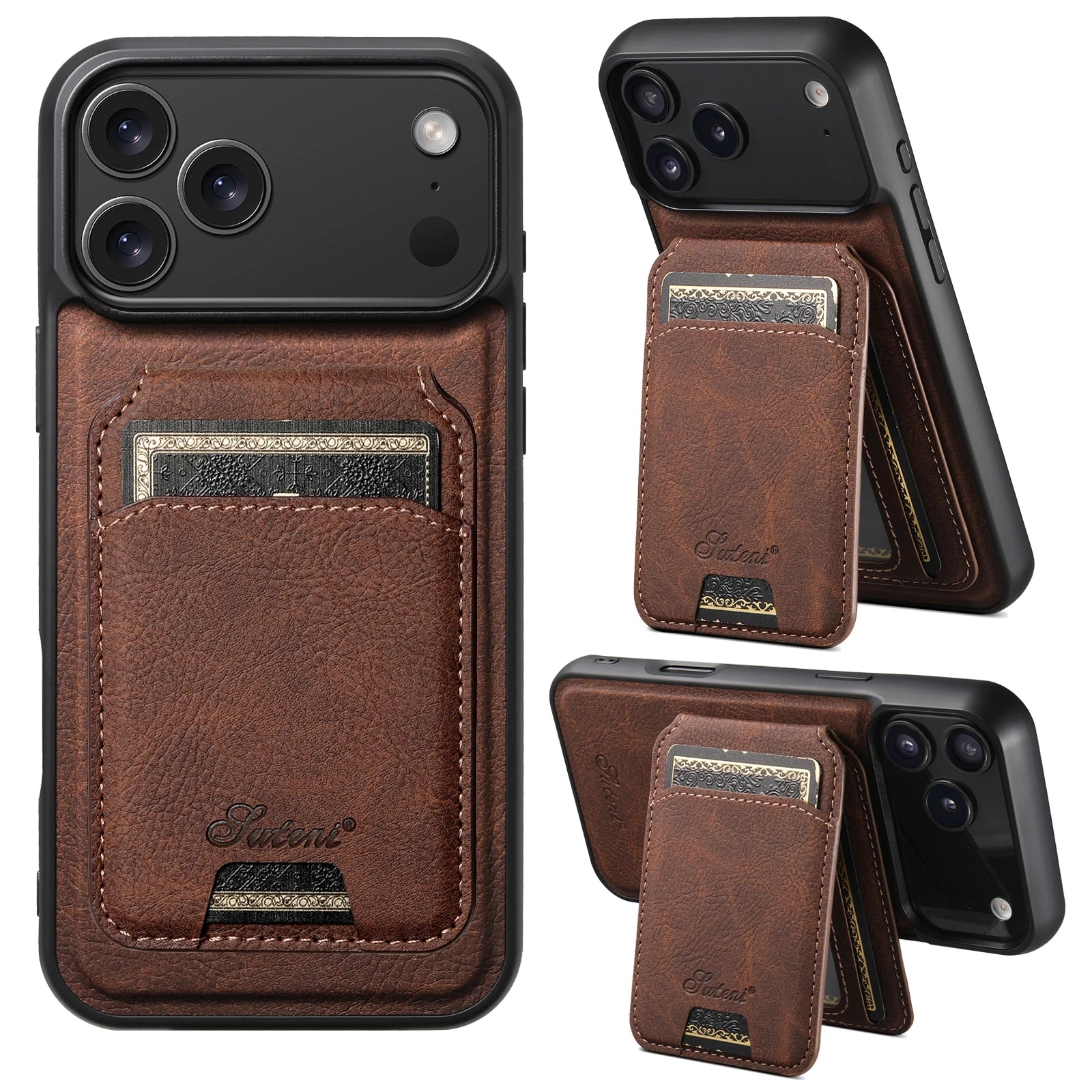 SUTENI Magnetische Wallet Case met Draadloos Opladen (iPhone)