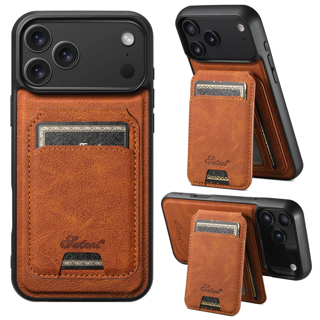 SUTENI Magnetische Wallet Case met Draadloos Opladen (iPhone)