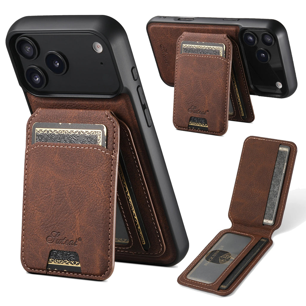 SUTENI Magnetische Wallet Case met Draadloos Opladen (iPhone)