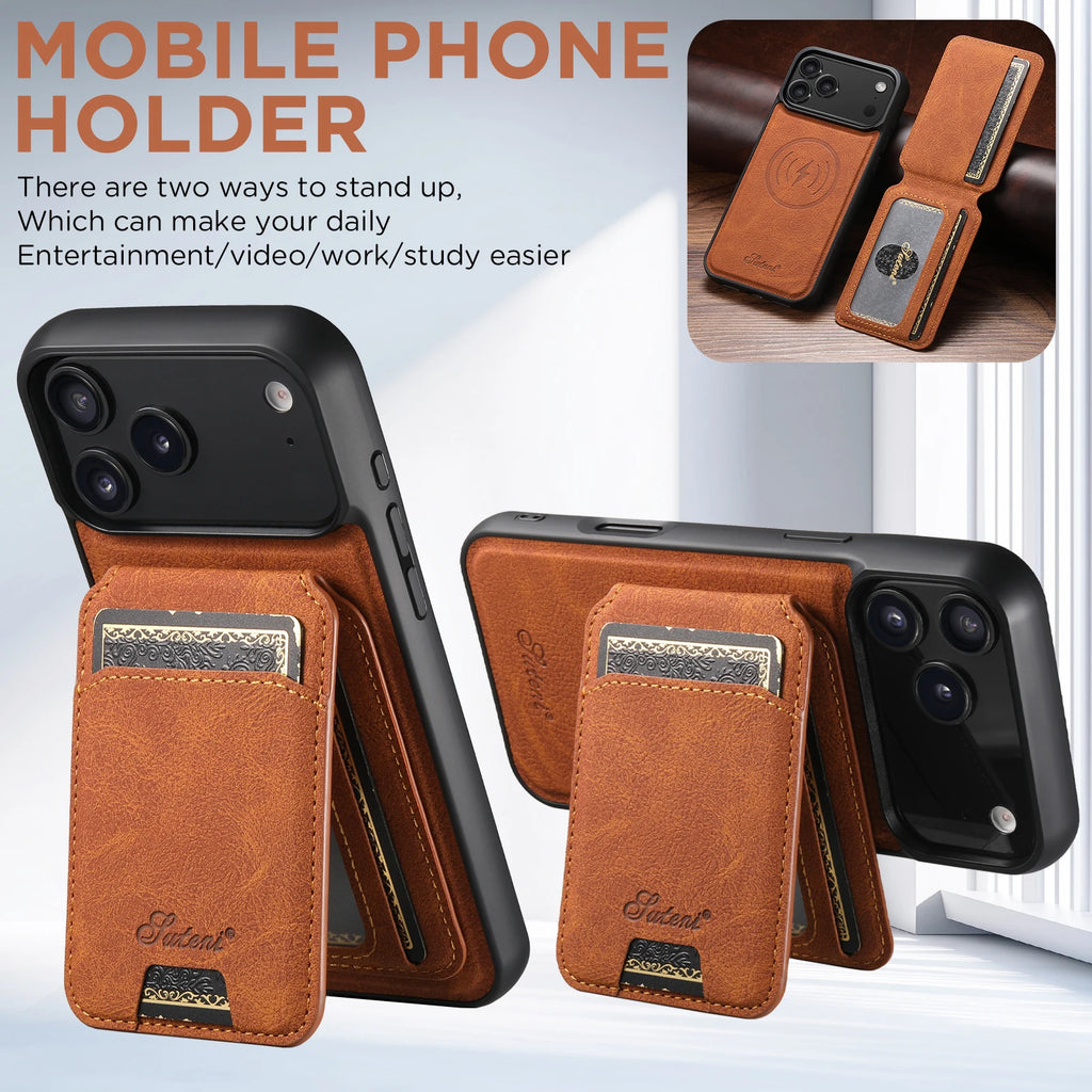 SUTENI Magnetische Wallet Case met Draadloos Opladen (iPhone)
