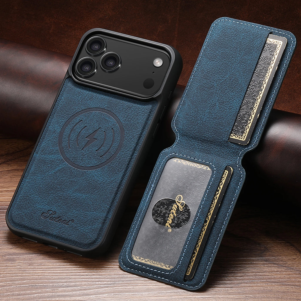 SUTENI Magnetische Wallet Case met Draadloos Opladen (iPhone)