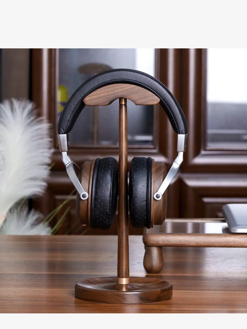Front profile of headphone stand holding over-ear headphone