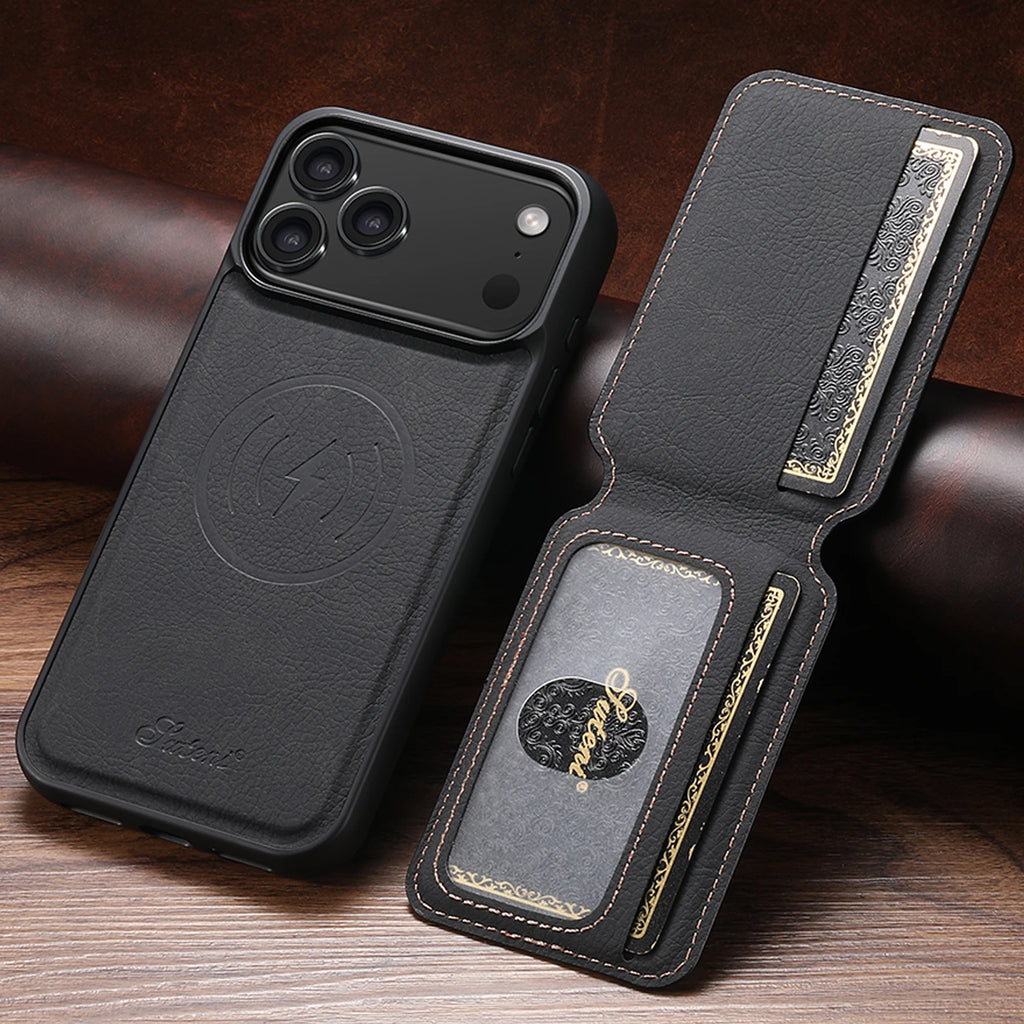SUTENI Magnetische Wallet Case met Draadloos Opladen (iPhone)