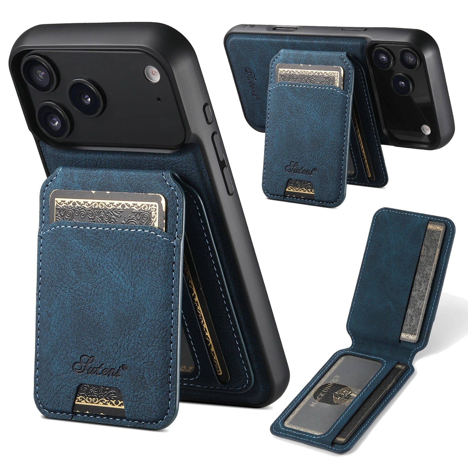 SUTENI Magnetische Wallet Case met Draadloos Opladen (iPhone)
