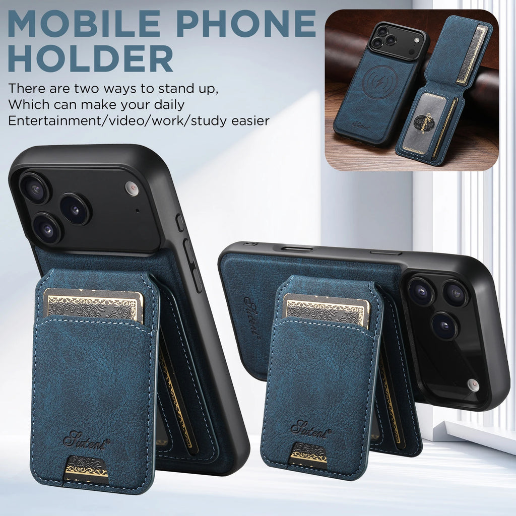 SUTENI Magnetische Wallet Case met Draadloos Opladen (iPhone)