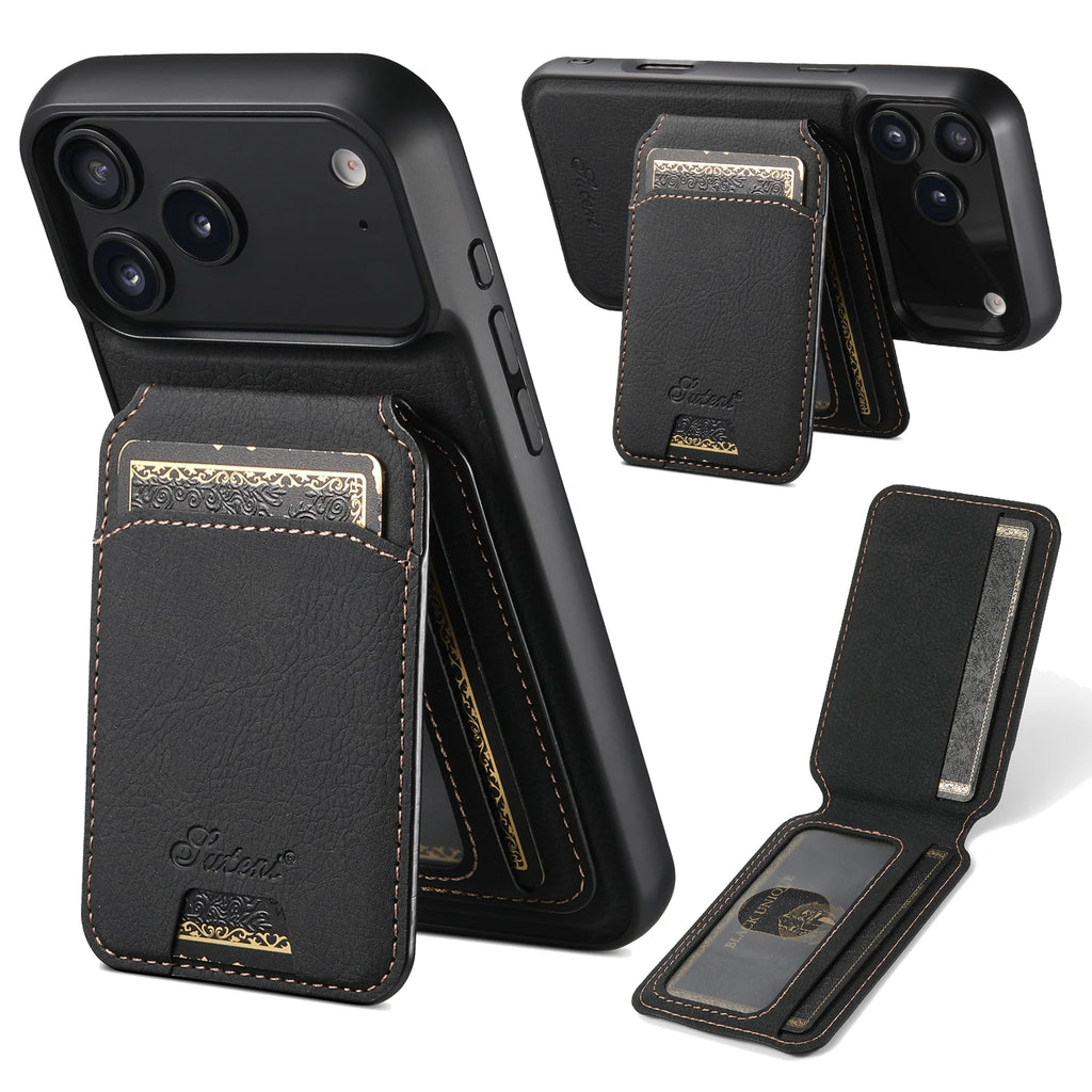 SUTENI Magnetische Wallet Case met Draadloos Opladen (iPhone)