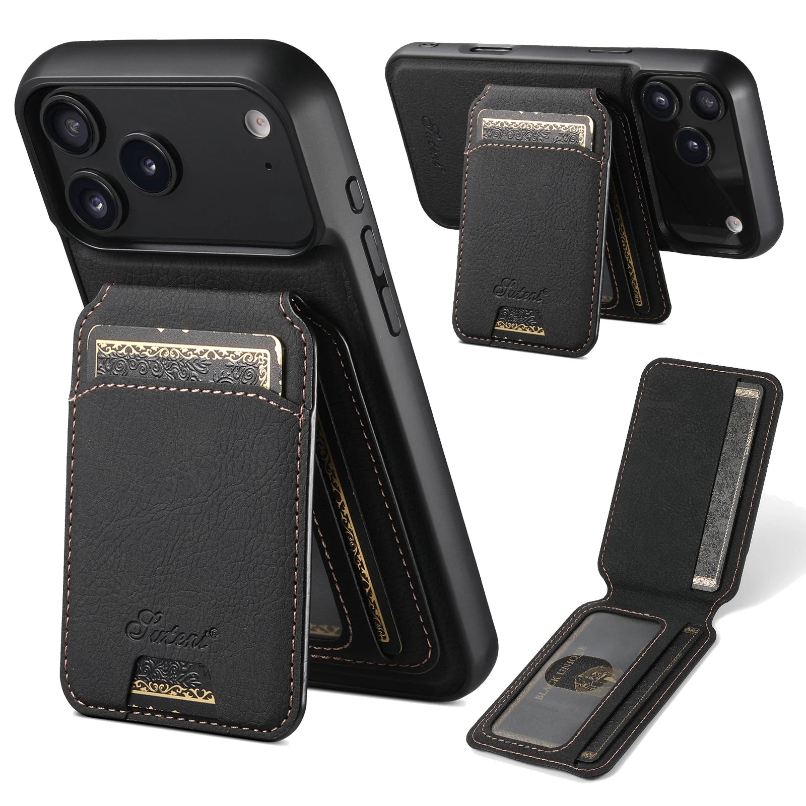 SUTENI Magnetische Wallet Case met Draadloos Opladen (iPhone)
