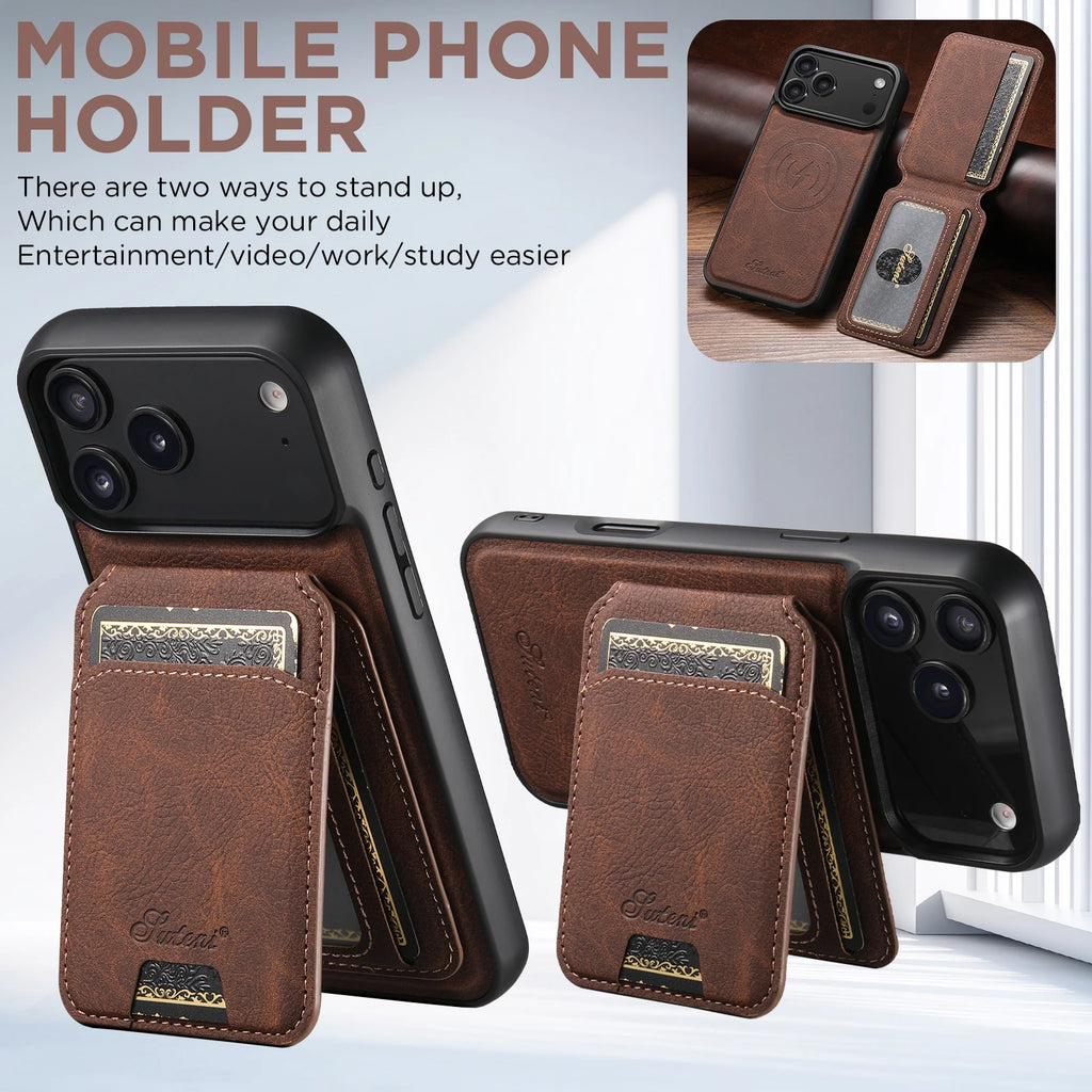 SUTENI Magnetische Wallet Case met Draadloos Opladen (iPhone)
