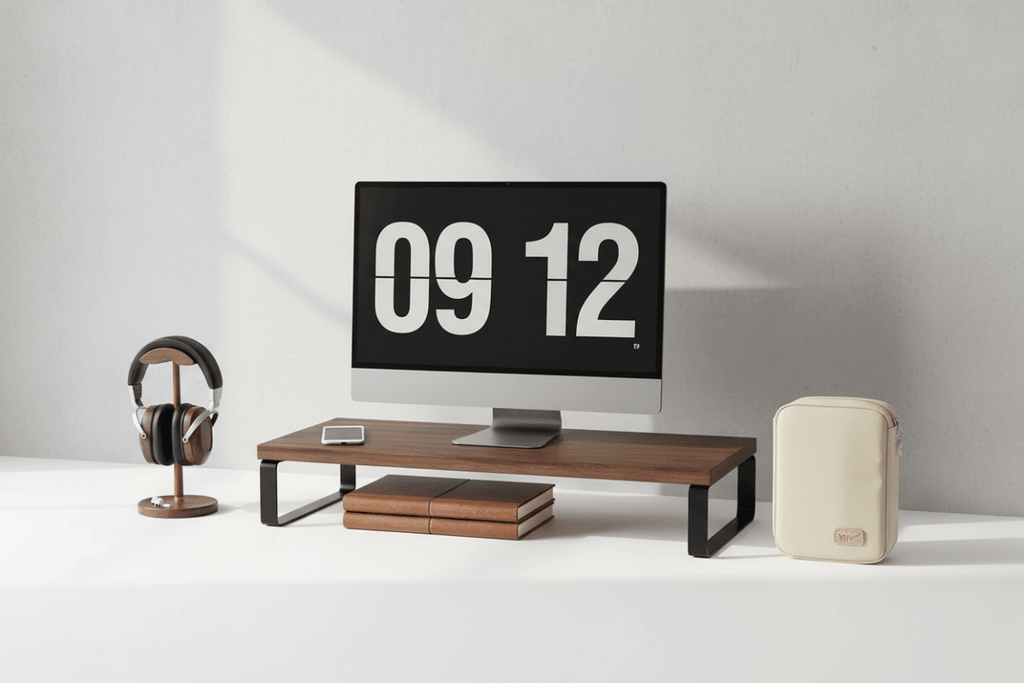 Workspace setup featuring coordinated desk organization accessories