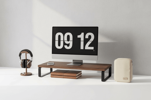Workspace setup featuring coordinated desk organization accessories